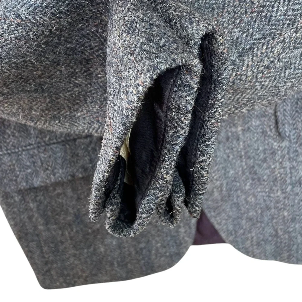 HARRIS TWEED Vintage Hand Woven Wool Blazer Blue Grey 44 - Picture 4 of 6